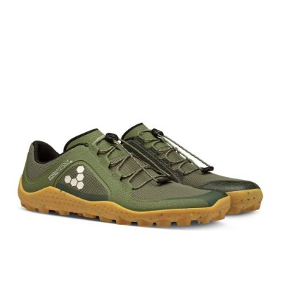 Vivobarefoot Men's Primus Trail II Soft Ground Off Road Running Shoes - Green USA [VTP586209]